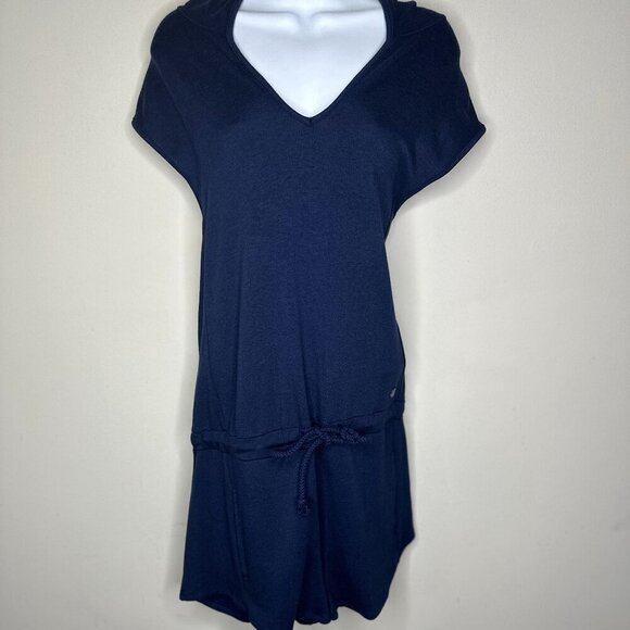 NWOT PL Movement by Pink Lotus Mantra Navy Romper w/ SS Drawstring & Hood -Sz M - Picture 2 of 11